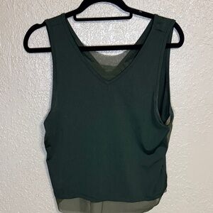 Women’s Dark Green V-Neck Sleeveless Tank Top